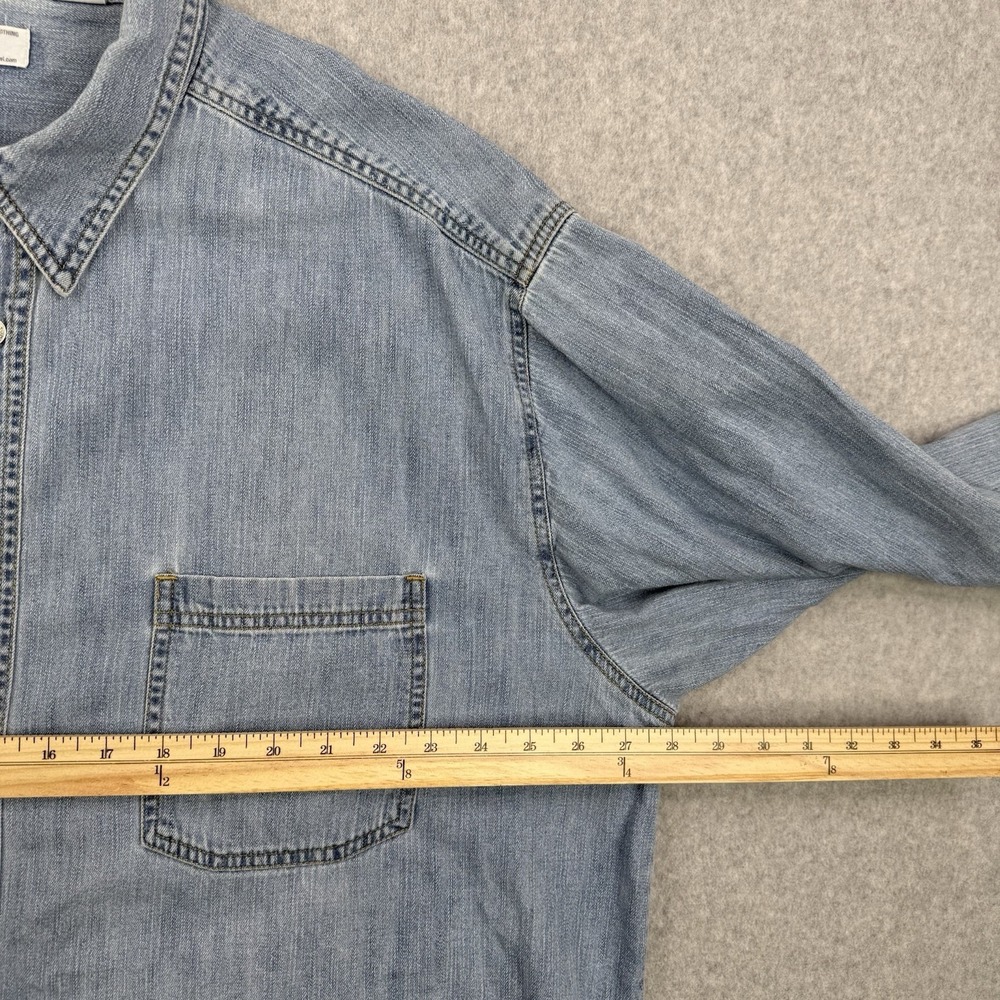 Vintage Levis Shirt Mens 2XL XXL Light Wash Denim Y2K Metal Buttons Long Sleeve - Picture 9 of 12